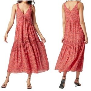 Joie Bondi Cotton Sleeveless Tiered Maxi Dress in Tea Rose Size XL